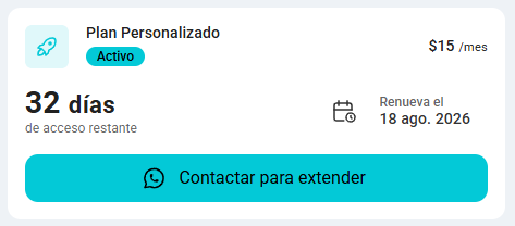 Estado de la licencia en el Dashboard de BaratieApp